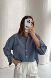 Kadın Oversize Çizgili Gömlek
