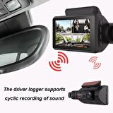 3 inç WiFi 1080P gece görüş Dashcam 170 geniş açı çift Lens arka  DVR IPS ekran araç içi kamera