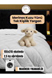 Tek Kişilik Yün Yorgan 155x215 Cm - %100 Kuzu Yünü, 2.5 Kg, Nefes Alır, Terletmez, 4 Mevsim Konfor