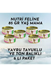Nutri Feline Konserve 85 gr Yavru Kedi Tavuk Etli Ton Balıklı 6 Lı Paket Yaş Mama
