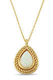 Opal Taşlı Damla Kolye