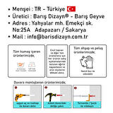 Barış Dizayn Doğal Ahşap/Kumaş 4 askılı Kupa askısı Fincanlık Retro L askılık (fincan dahil değildir)