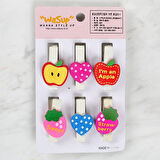 Loren Dekoratif Kalp Ve Meyve Desenli Mandal 6'Lı