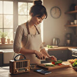 Buffer® Küçük Mini Boy Ahşap Tasarım Bluetooth Hoparlörlü Radyo – Fm/Am Destekli, Şarjlı Ve Taşınabi