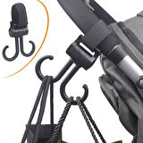 Buffer® 2Li Bebek Arabasına Uyumlu Cırtlı Eşya Taşıma Aparatı 360 Derece Dönebilen Plastik Kanca