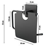 Buffer® Kendiliğinden Yapışkanlı Siyah Paslanmaz Metal Kapaklı Tuvalet Kağıtlığı Aparatı