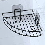 Buffer® Yapışkanlı Banyo Köşeliği Kancalı Köşe Rafı Duş Şampuanlık Duvar Düzenleyici Organizer Raf