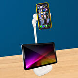 Buffer® Masa Üstü Tablet Ve Telefon Tutucu Plastik Aparat Beyaz Telefon Standı