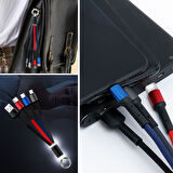 Buffer® Işıklı Anahtarlık Model 3 In 1 Usb Çıkışlı Mi̇kro,Type-C Ve İphone Uyumlu Şarj Kablosu