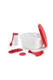 Tupperware Kırmızı Yoğurtçu 6 Bardak + 6 Kaşık Yoğurt