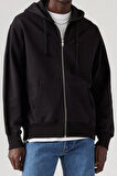Levi's Kapüşon Yaka Siyah Erkek Relaxed Sweatshirt Fermuarlı Hırka - A9265-0000