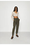 Only Kadın Kelda Emery Rahat Lastikli Haki Kanvas Pantolon - 15203946