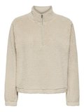 Only Kadın Yarım Fermuarlı Peluş Bej Sweatshirt - 15311631