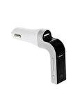 Carg7 Bluetooth Araç Fm Transmitter Usb Girişli Beyaz Android Ios Cihazlar Uyumlu+AUX kablo