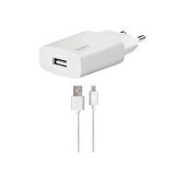  TS01 Seyahat şarj aleti 1.5A + MicroUSB kablolu Beyaz