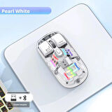 Mouse Bluetooth + 2,4Ghz Wireless Rgbli Mouse Transparent Kablosuz Mouse 6400dp