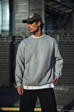Kışlık Bisiklet Yaka Üç İplik Basic SweatShirt - Gri