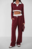 Polo Yaka Garnili Crop Sweatshirt