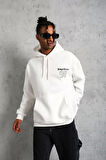 Erkek 98 Baskılı Kapşonlu Sweat - Beyaz