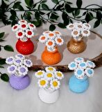 Renkli Mini Vazo Taş Çiçekli 6 'lı Set