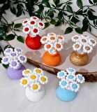 Renkli Mini Vazo Taş Çiçekli 6 'lı Set