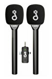Çift Mikrofonlu Profosyonel Kablosuz Yüksek Kaliteli Ses Kaydı Röportaj Mikrofonu