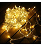 Yılbaşı Aydınlatması 100 Led Perde Hortum Sıcak Beyaz Işık - 10 Metre Dekoratif Şeffaf Kablolu Süs