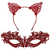 Şık Kırmızı Dantel Maske Ve Taç Seti 5 No – Maskeli Balo Özel Etkinlikler