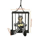 Hareketli Sesli Sensörlü Mahkum Görünümlü Kuru Kafa İskelet Dekorasyon 22X27 Cm