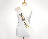 Beyaz Üzeri Altın Büyük Bride To Be Yazılı Simli Işıltılı Kuşak Kemer 10 Cm Genişlik