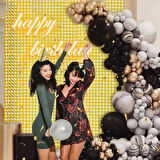 Ekstra Metalize Altın Renk Disko Dikdörtgen Kesim Kapı Perdesi Dekorasyon 1X2 Metre