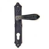 Antika Tarz Dekoratif Pirinç Çiçekli Banyo Kapı Kolu - 240X40 Mm, Oksit