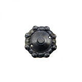 Antika Tarz Dekoratif Pirinç Güllü Kapı Zili - 75Mm, Oksit