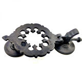 Antika Tarz Dekoratif Pirinç Osmanlı Kapı Tokmağı, Taktak - 265X75Mm, Oksit