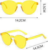 Sert Mika Oval Şekilli Çerçevesiz Sarı Gözlük Parti 5X14 Cm