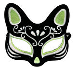 Siyah Renk Süet Kaplama Üzeri Gümüş Yeşil Simli Kedi Maskesi 17X14 Cm
