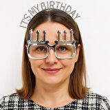İt39S My Birthday Yazılı Taç Ve Mum Şekilli Gözlük Seti Gümüş Renk