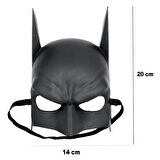 Siyah Renk Çocuk Boy Arkadan Lastikli Batman Maskesi A Kalite 20X14 Cm