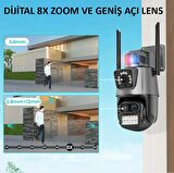 YS-18 Kablosuz Wifi ip 6 Megapixel Ultra HD Mavi kırmızı ışıklı Alarmlı Ev, Ofis Güvenlik Kamerası