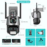 YS-18 Kablosuz Wifi ip 6 Megapixel Ultra HD Mavi kırmızı ışıklı Alarmlı Ev, Ofis Güvenlik Kamerası