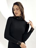 Şahinler Bayan Uzun Kollu Dantelli Likralı Atlet Body B622