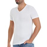 6 Adet Yıldız Erkek Bambu V Yaka T-Shirt Fanila Beyaz 480