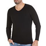 6 Adet Yıldız Erkek Bambu Uzun Kol T-Shirt Fanila Siyah 486