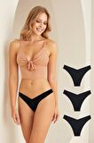 3 lü Paket Nbb Bayan Lazer Kesim V Shape Brazillian Sip Külot 328