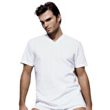 Çift Kaplan Erkek Süprem V Yaka Fanila Atlet Tişört Beyaz 945