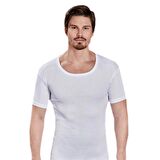 6 lı Paket Berrak Erkek Kısakol Bisiklet Yaka Fanila 1002 Beyaz