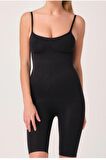 Sistina Kadın Siyah Dikişsiz Diz Üstü Paçalı Vücut Korsesi 750
