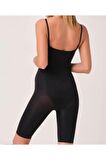 Sistina Kadın Siyah Dikişsiz Diz Üstü Paçalı Vücut Korsesi 750