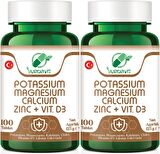 Yurdavit Potassium Magnesium Calcium Zinc Vitamin D3 2x100 Tablet Potasyum Magnezyum Kalsiyum Çinko D3 Vitamini
