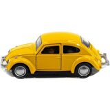 Sarı Metal Beetle Vosvos Nostaljik Araba 12 Cm Çek Bırak Araba Kapılar Açılır Diecast